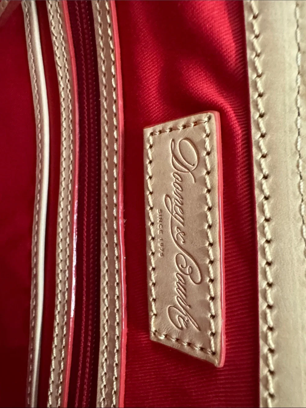 Dooney & Bourke Orange and Cream Plaid Satchel with Tan Trim